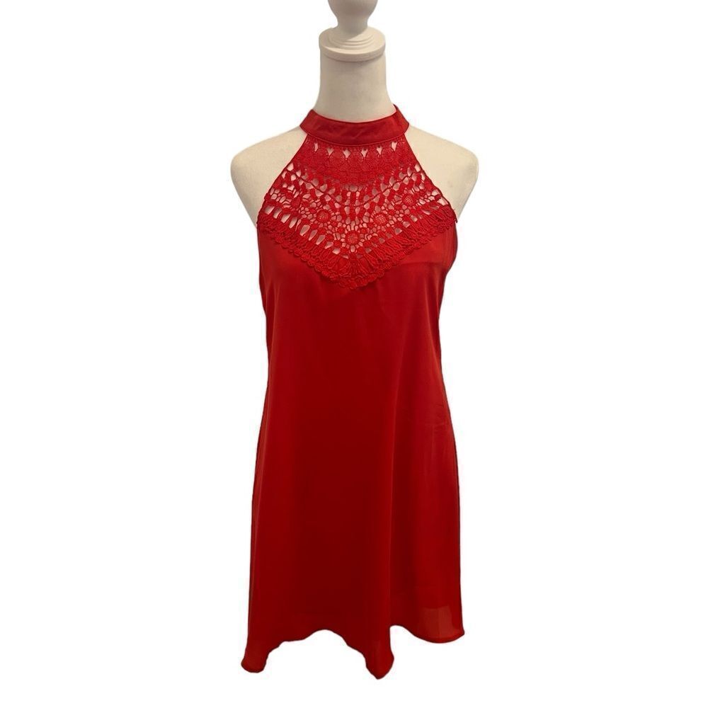 New red halter dress